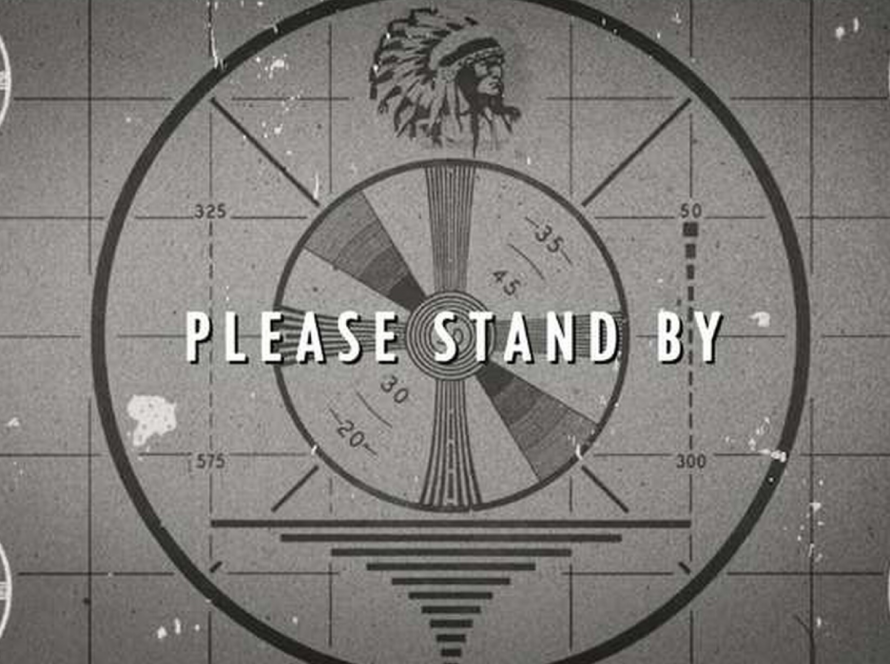 Imágen de "por favor espere" del videojuego Fallout.